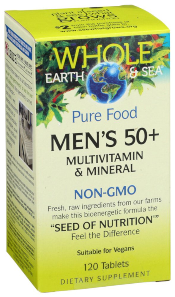 Natural Factors Whole Earth & Sea® Men's 50 плюс мультивитамины и минералы -- 120 таблеток Natural Factors