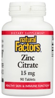 Цинк Цитрат - 15 мг - 90 таблеток - Natural Factors Natural Factors