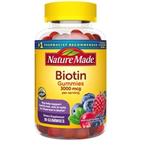 Биотиновые жевательные конфеты для взрослых со смесью ягод, клюквы и черники — 3000 мкг — 90 жевательных конфет Nature Made