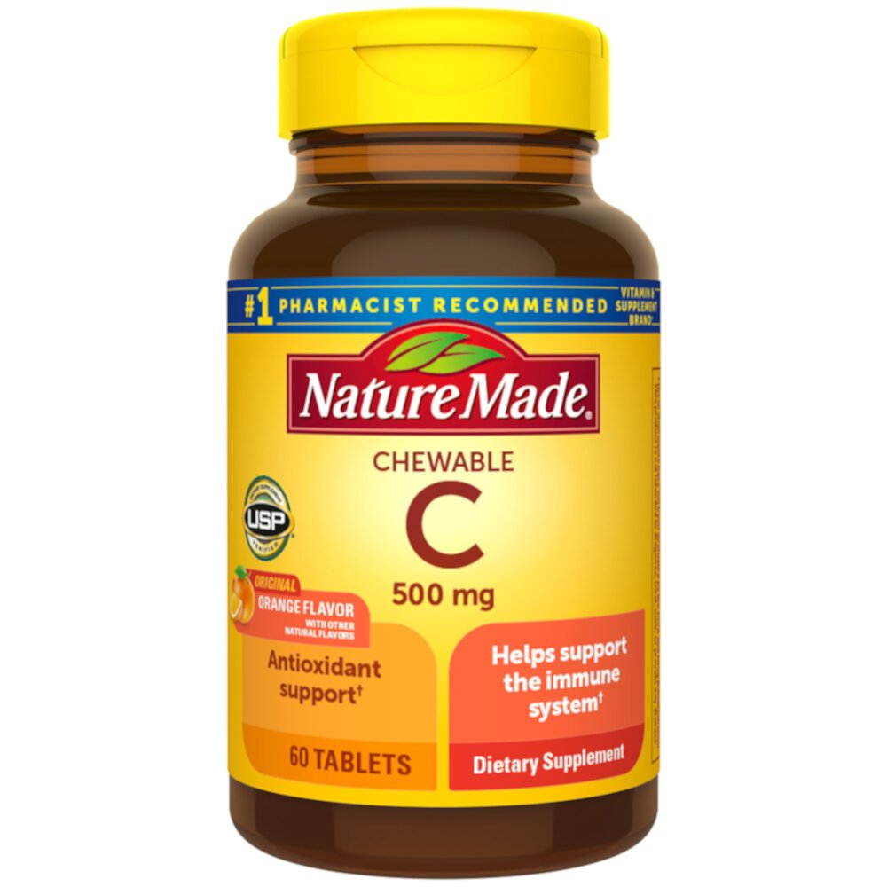 Chewable C Orange -- 500 mg - 60 Chewable Tablets (Жевательные таблетки) Nature Made