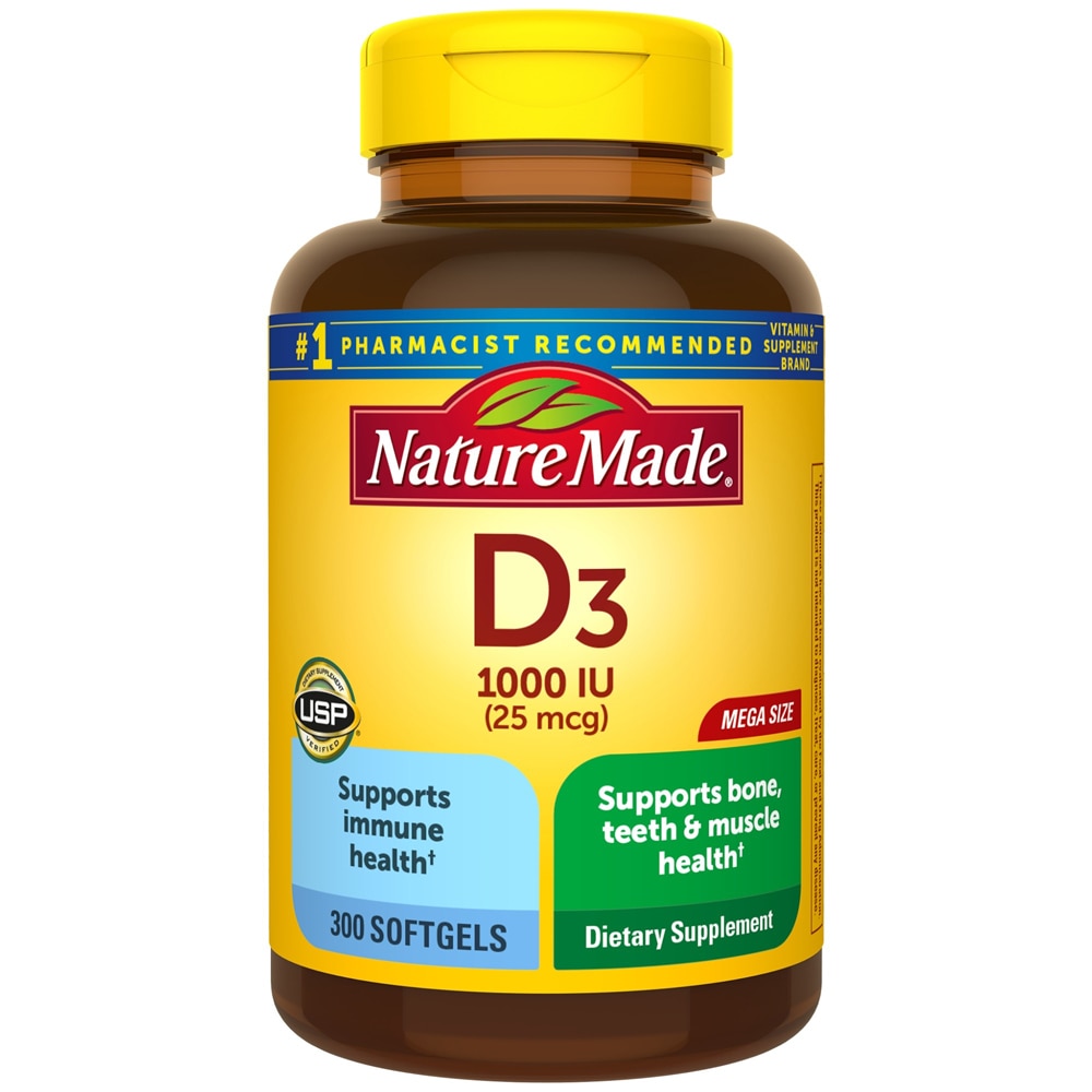 D3 -- 1000 IU - 300 Softgels (Мягкие капсулы) Nature Made