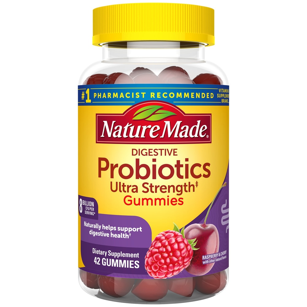 Digestive Probiotics Ultra-Strength Adult Gummies (Жевательные конфеты) Raspberry & Cherry -- 42 Gummies Nature Made