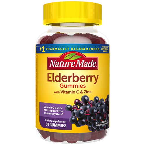 Elderberry Gummies (Жевательные конфеты) Raspberry -- 100 mg - 60 Gummies Nature Made