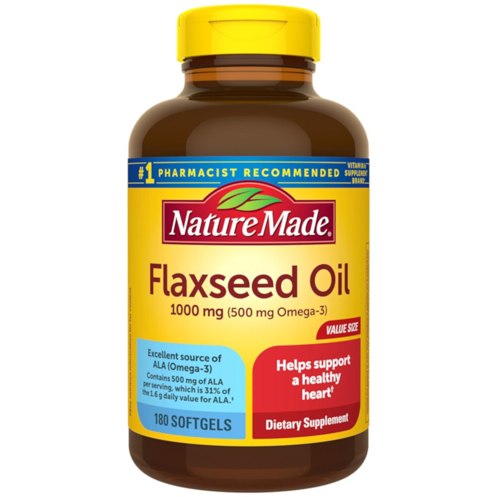 Flaxseed Oil -- 1000 mg - 180 Softgels (Мягкие капсулы) Nature Made