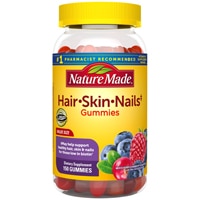 Волосы, кожа, ногти, жевательные конфеты для взрослых, смешанные ягоды, клюква и черника — 150 жевательных конфет Nature Made