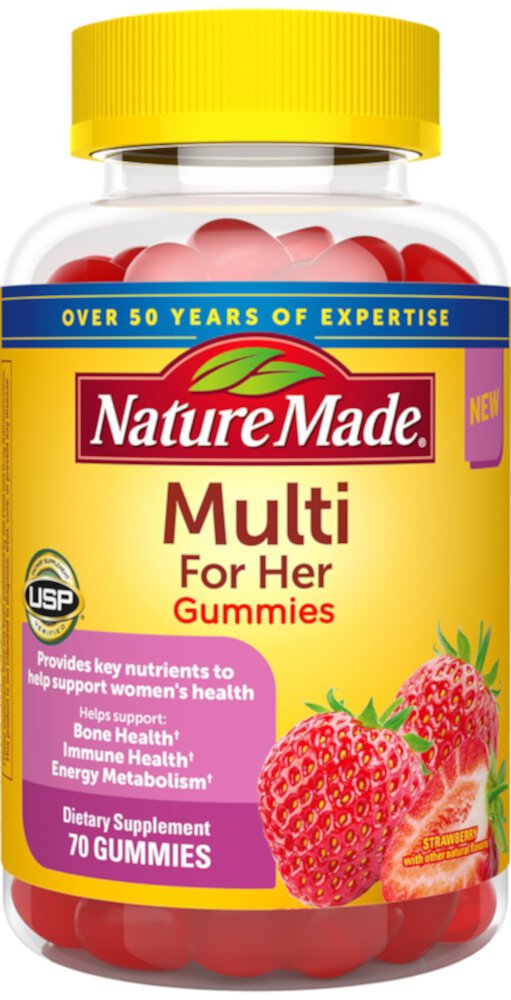 Nature Made Multi For Her Gummies Strawberry — 70 жевательных конфет Nature Made