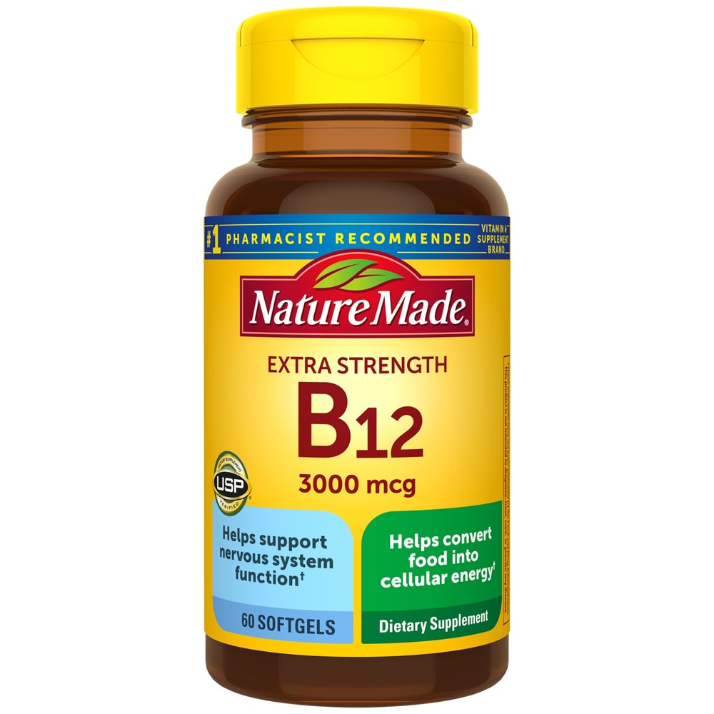 Nature Made Витамин B-12 -- 3000 мкг -- 60 жидких мягких капсул Nature Made