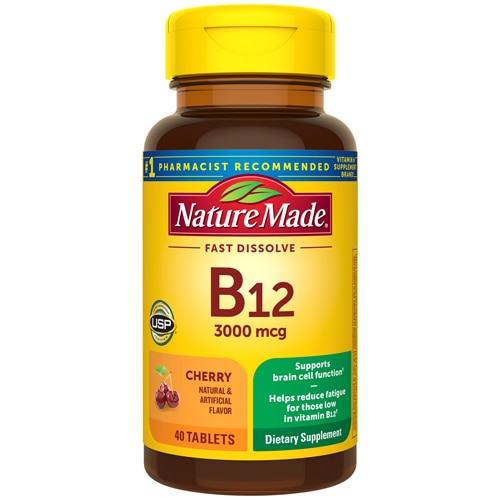 Быстрорастворимый витамин B-12 в вишне — 3000 мкг — 40 таблеток Nature Made