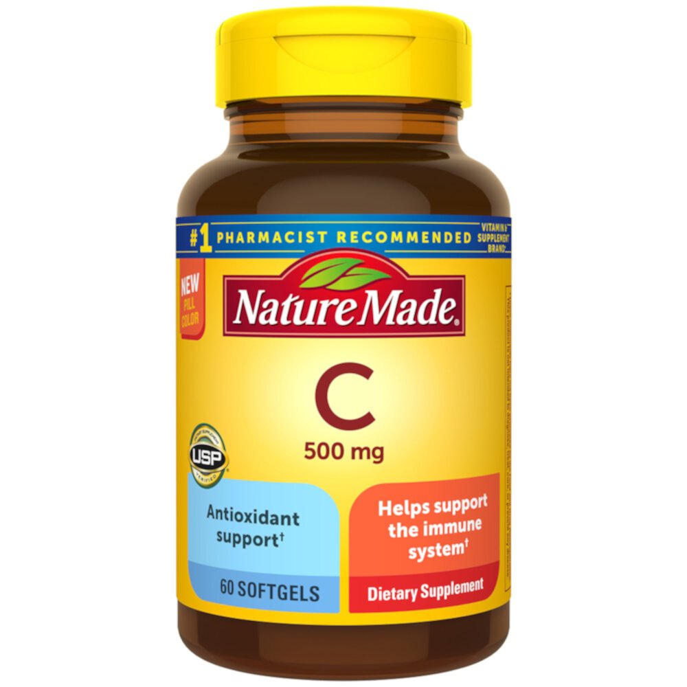 Vitamin C -- 500 mg - 60 Liquid Softgels (Жидкие мягкие капсулы) Nature Made