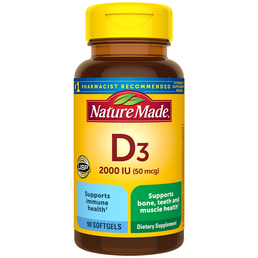 Vitamin D3 -- 2000 IU - 90 Softgels (Мягкие капсулы) Nature Made