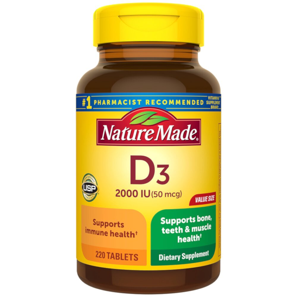 Vitamin D3 -- 2000 IU - 200 Tablets (Таблетки) Nature Made