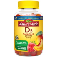 Vitamin D3 Adult Gummies (Жевательные конфеты) Assorted Fruit -- 90 Gummies Nature Made