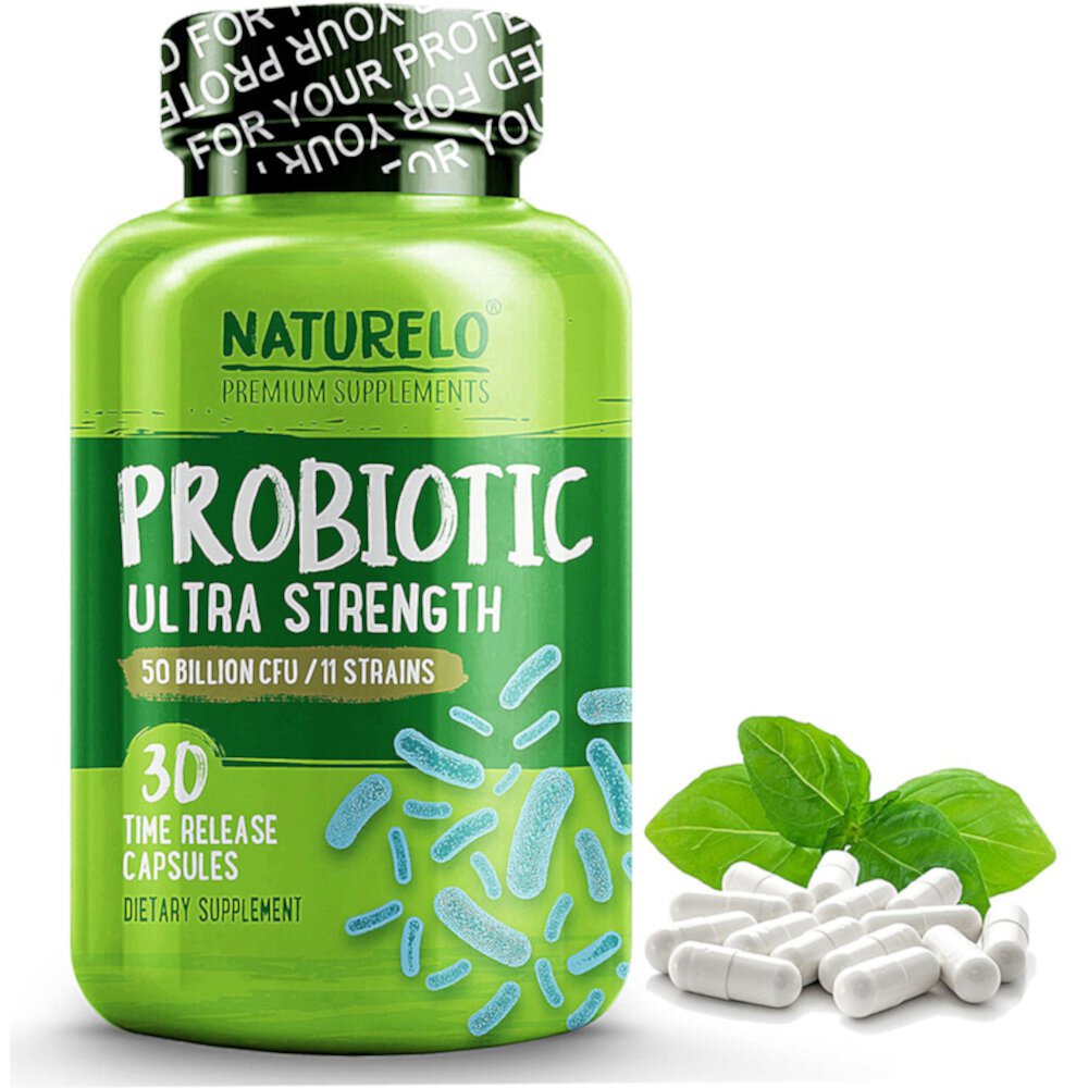 NATURELO Ultra Strength Probiotic — 50 миллиардов КОЕ — 30 капсул с замедленным высвобождением NATURELO