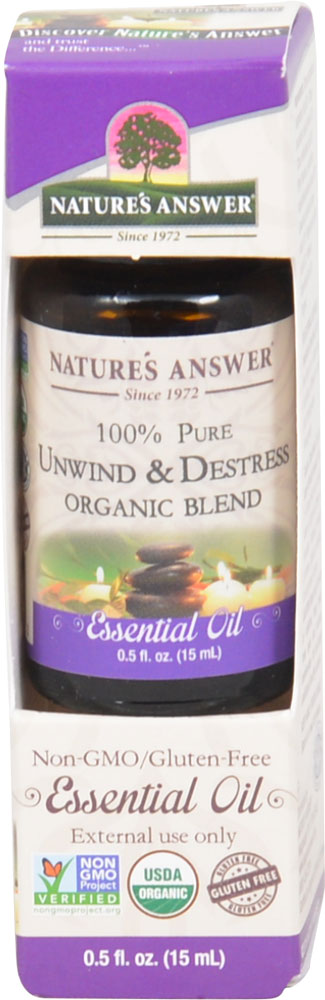 Nature's Answer 100% Чистая органическая смесь эфирных масел Unwind &amp; Дестресс - 0,5 жидких унций Nature's Answer