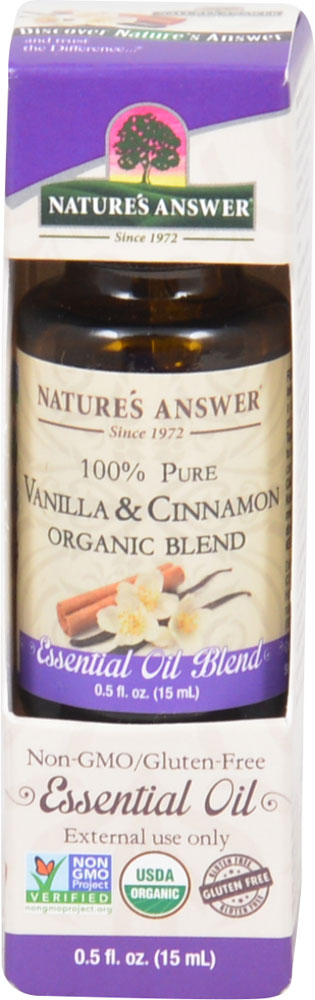Nature's Answer 100% Чистая органическая смесь эфирных масел Vanilla &amp; корица -- 0,5 жидких унций Nature's Answer