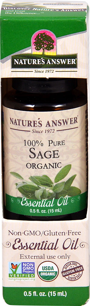 Nature's Answer 100% чистое органическое эфирное масло шалфея -- 0,5 жидких унций Nature's Answer