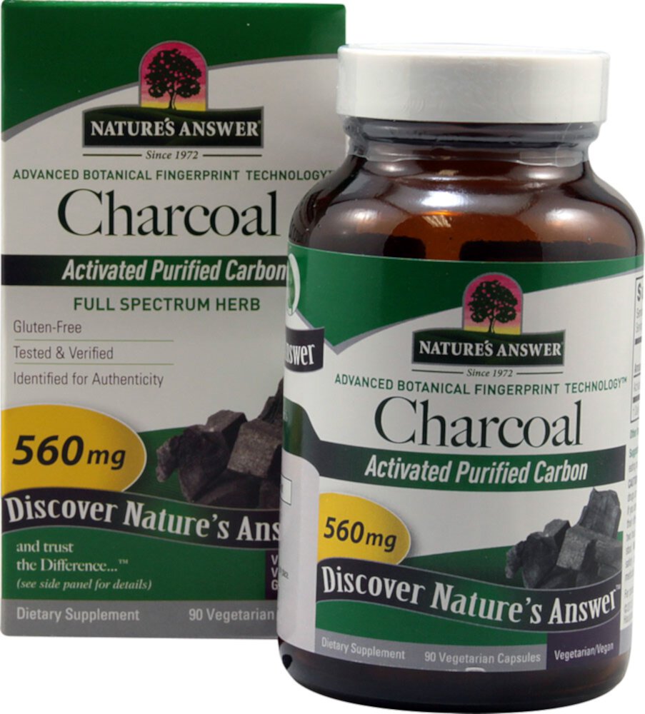 Charcoal -- 560 mg - 90 Vegetarian Capsules (Вегетарианские капсулы) Nature's Answer