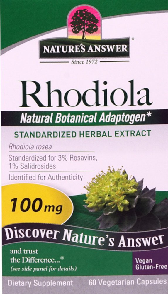 Стандартизированный растительный экстракт родиолы, 100 мг, 60 вегетарианских капсул Nature's Answer