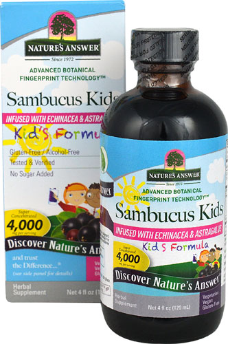 Kids Sambucus Formula -- 4000 mg - 4 fl oz (Жидкие унции) Nature's Answer