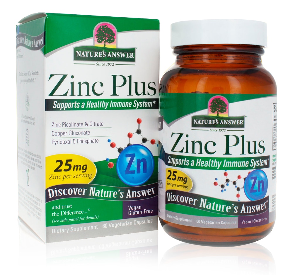 Nature's Answer Zinc Plus - 25 мг - 60 вегетарианских капсул Nature's Answer