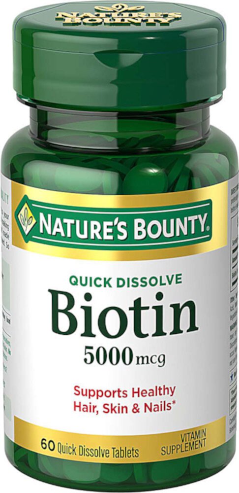 Biotin Natural Strawberry -- 5000 мкг -- 60 быстрорастворимых таблеток Nature's Bounty