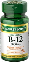 B-12 Натуральная вишня - 5000 мкг - 40 таблеток быстрого растворения - Nature's Bounty Nature's Bounty