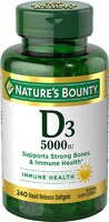 Nature's Bounty D3 Максимальная сила - 5000 МЕ - 240 капсул Nature's Bounty