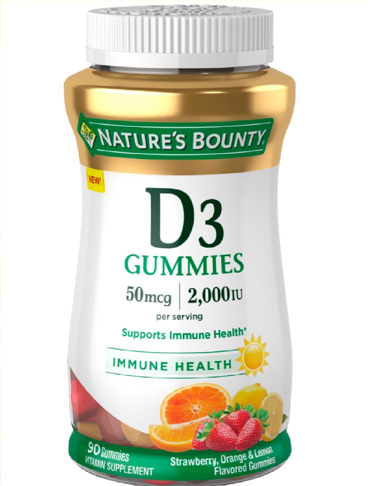 Жевательные конфеты Nature's Bounty D3 с клубникой, апельсином и лимоном — 90 жевательных конфет Nature's Bounty