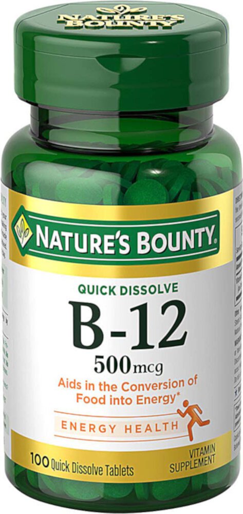 Nature's Bounty Витамин B12 для подъязычной натуральной вишни - 500 мкг - 100 микропастилок Nature's Bounty