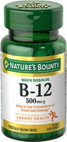 Nature's Bounty Витамин B12 для подъязычной натуральной вишни - 500 мкг - 100 микропастилок Nature's Bounty