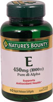 Nature's Bounty Vitamin E Pure dl-Alpha — 450 мг — 60 мягких таблеток Nature's Bounty