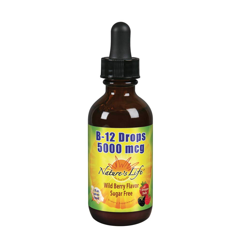 B-12 Drops (Капли) Wld Berry -- 5000 mcg - 2 fl oz (Жидкие унции) Nature's Life