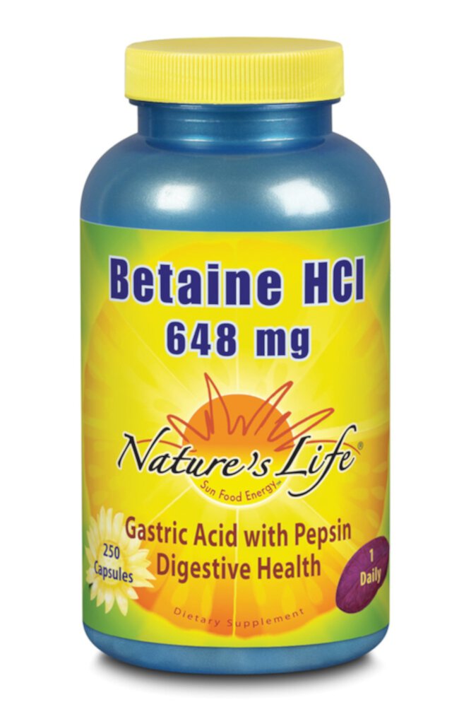 Бетаина гидрохлорид — 648 мг — 250 капсул Nature's Life