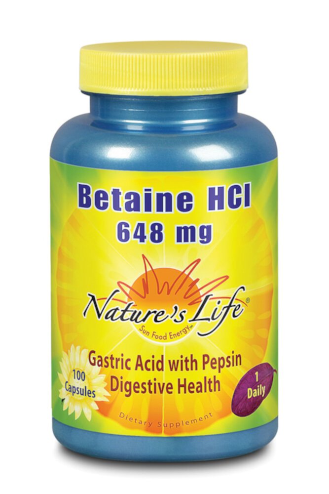Бетаин HCl — 648 мг — 100 капсул Nature's Life
