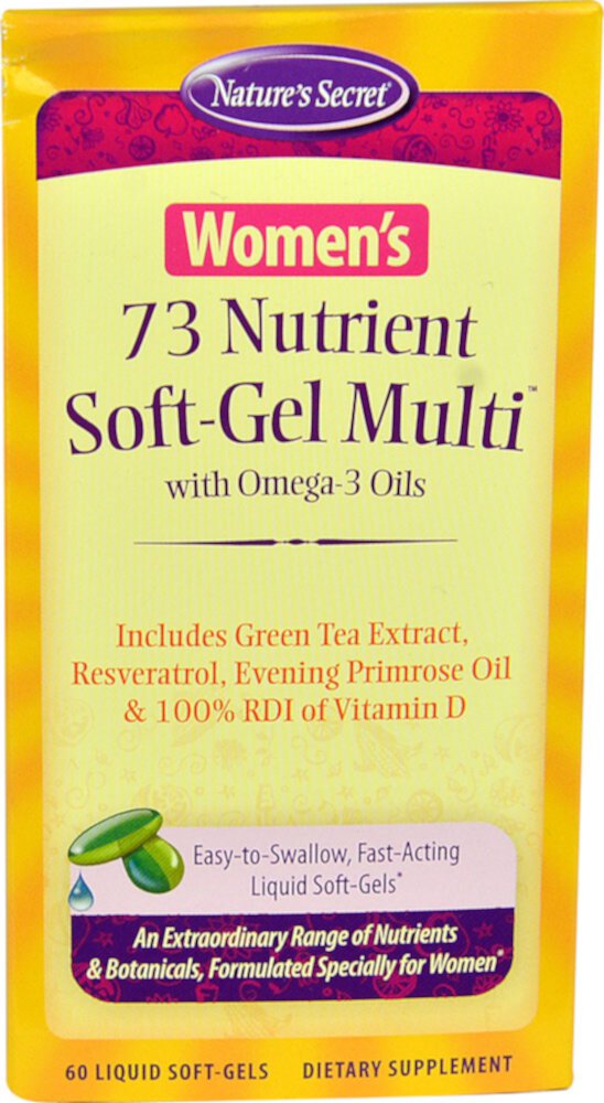 Women's 73 Nutrient Soft-Gel (Гель) Multi with Omega-3 Oils -- 60 Liquid Softgels (Жидкие мягкие капсулы) Nature's Secret