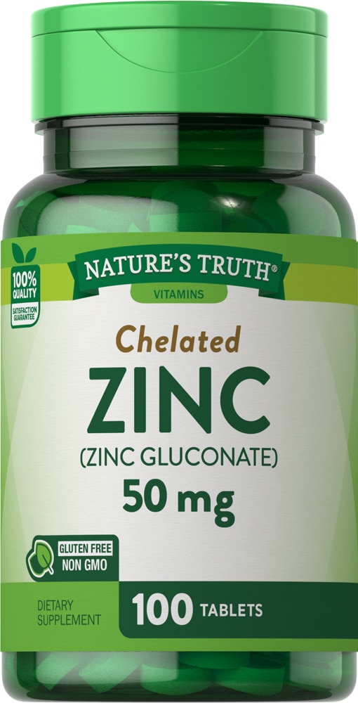 Chelated Zinc -- 50 mg - 100 Tablets (Таблетки) Nature's Truth