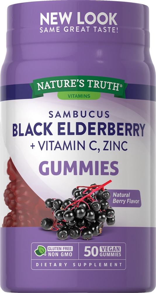 Sambucus Black Elderberry Gummies (Жевательные конфеты) Natural Berry -- 50 Gummies Nature's Truth