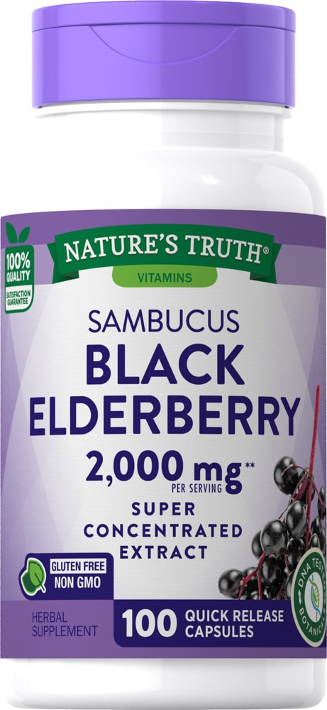 Sambucus Black Elderberry Extract -- 2000 mg - 100 Capsules (Капсулы) Nature's Truth