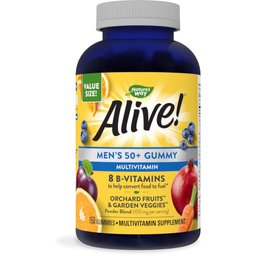 Alive! Men’s 50+ Gummy Multivitamin with B-Vitamins -- 150 Gummies (Жевательные конфеты) Nature's Way