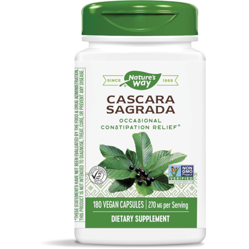 Каскара Саграда — 270 мг на порцию — 180 веганских капсул Nature's Way