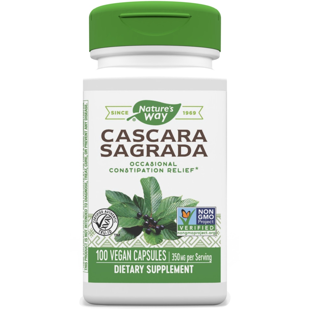 Каскара Саграда — 270 мг на порцию — 100 веганских капсул Nature's Way