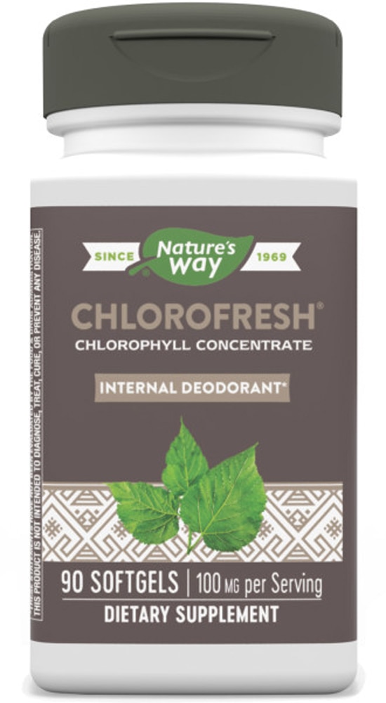 Хлорофреш, Концентрированный хлорофилл, Натуральный дезодорант - 90 мягких капсул - Nature's Way Nature's Way