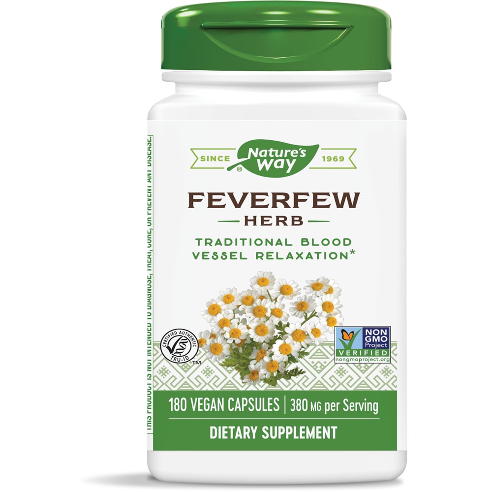 Feverfew -- 380 mg Per Serving (Порция) - 180 Vegan Capsules (Веганские капсулы) Nature's Way