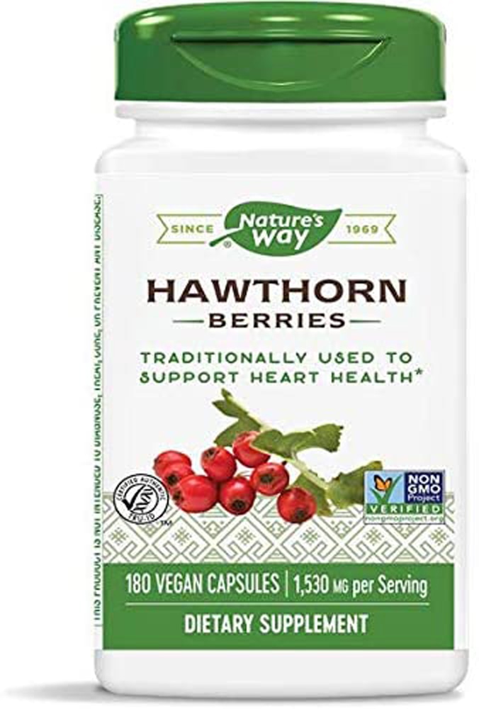 Hawthorn Berries -- 1080 mg Per 3-Capsule Serving (Порция) - 180 Vegan Capsules (Веганские капсулы) Nature's Way