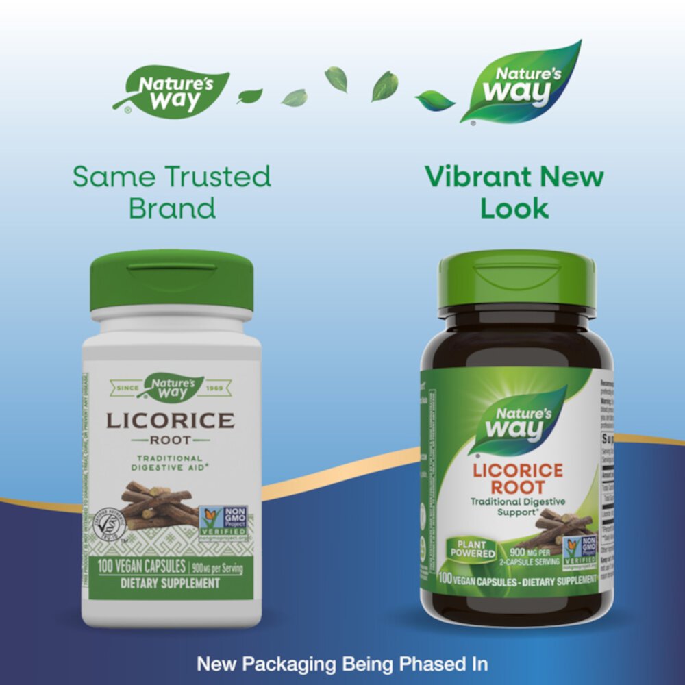 Licorice Root - Traditional Digestive Support Supplement -- 100 Vegan Capsules (Веганские капсулы) Nature's Way