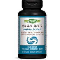 Mega 3-6-9 Omega Blend - Смесь масла рыбы, льна и огуречника - со вкусом лайма - 90 мягких капсул Nature's Way