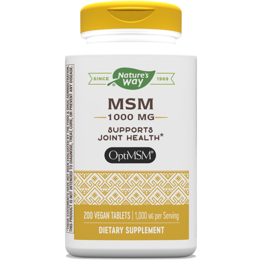 МСМ - OptiMSM - поддерживает здоровье суставов - 1000 мг на порцию - 200 веганских таблеток Nature's Way