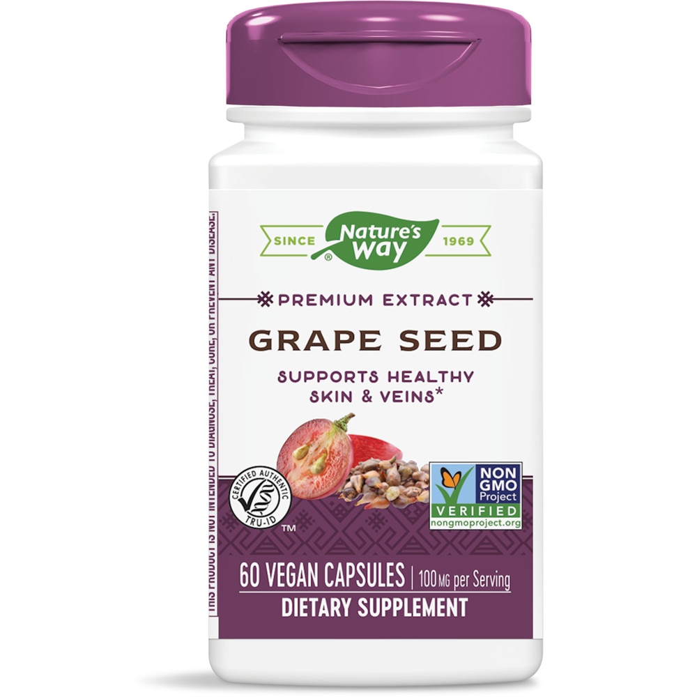 Premium Extract Grape Seed -- 100 mg Per Serving (Порция) - 60 Vegan Capsules (Веганские капсулы) Nature's Way