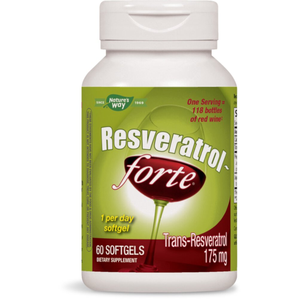 Premium Blend Resveratrol-Forte — 175 мг ресвератрола на порцию — 60 мягких капсул Nature's Way