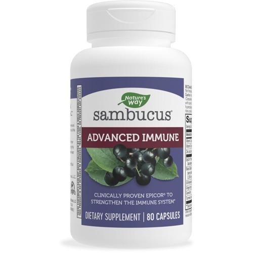 Sambucus Advanced Immune — укрепляет иммунную систему с помощью EpiCor, 80 капсул Nature's Way